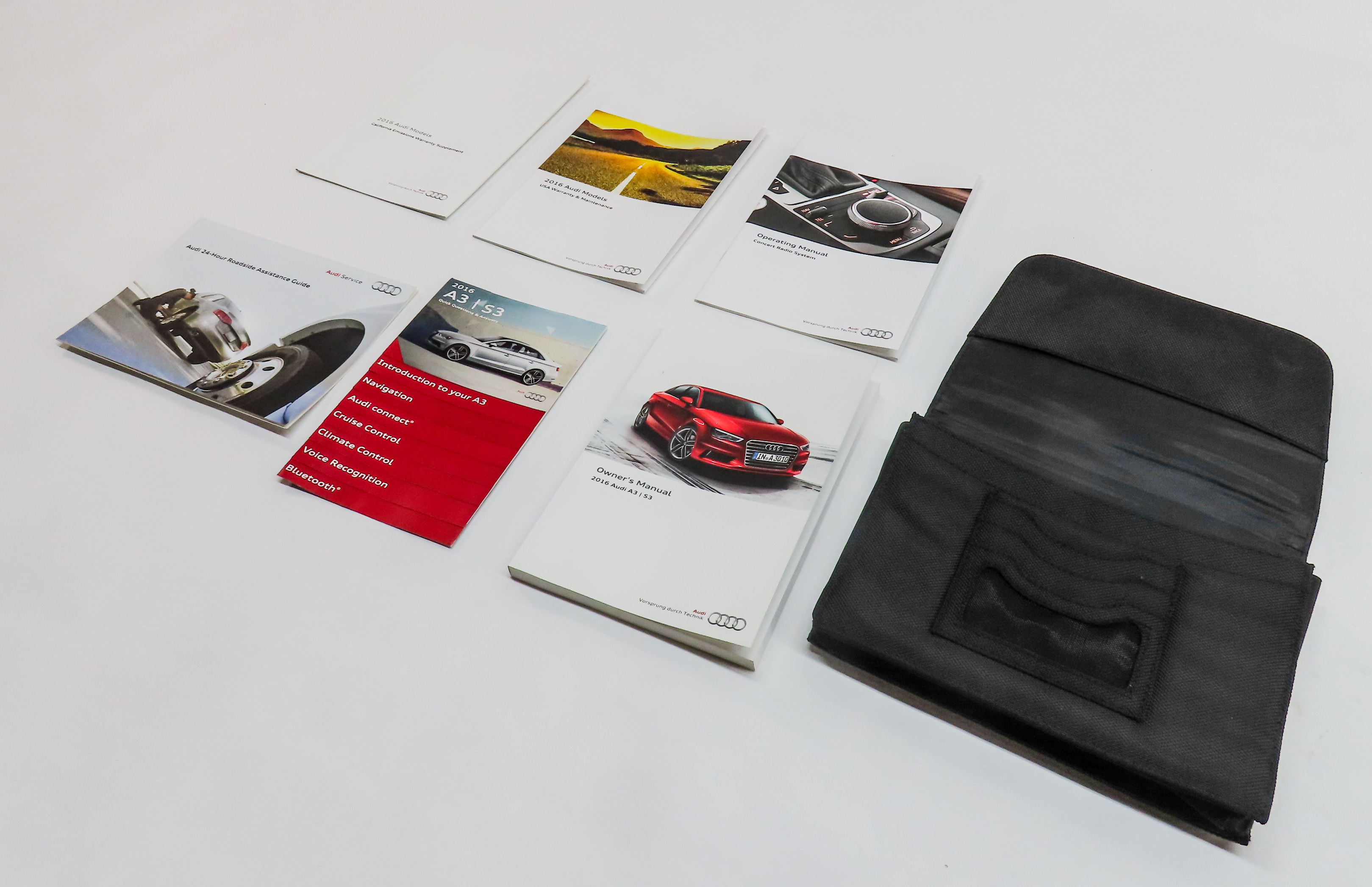 2016 AUDI A3 (8V) 1.8L (CNSB) ENGINE OWNER'S MANUAL BOOKLET SET/7 w/ CASE — exact item pictured